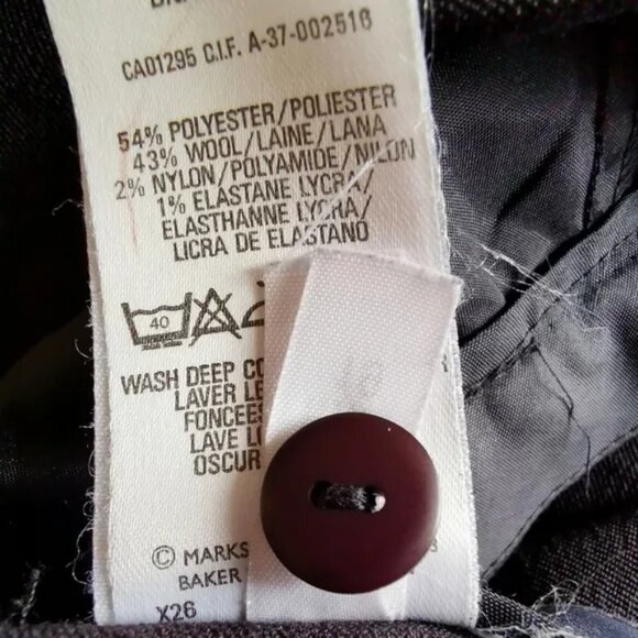 VINTAGE Y2K  stretch high waisted ankle crop wool pants blue - Picture 7 of 7